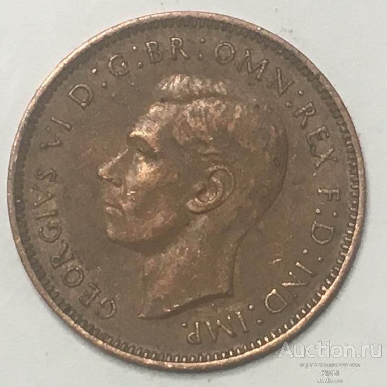 Великобритания 1 фартинг 1944 год Король Георг VI