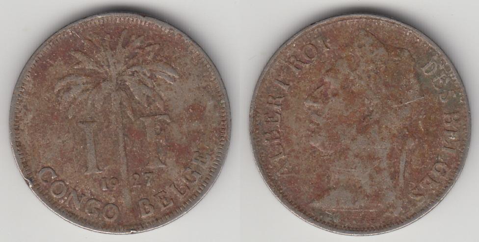 Бельгийское Конго 1 франк 1927 Des Belges _1