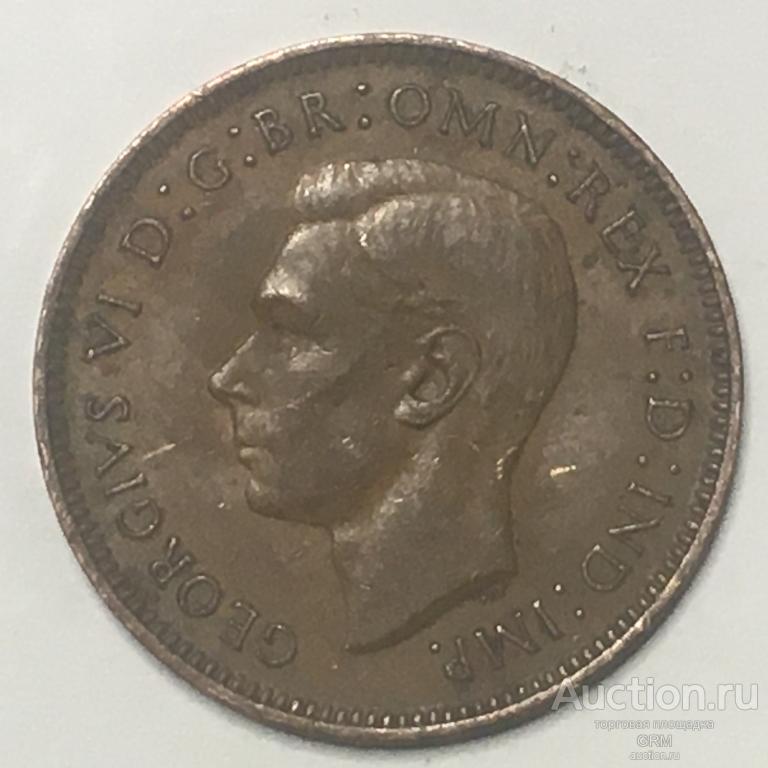Великобритания 1 фартинг 1943 год Король Георг VI