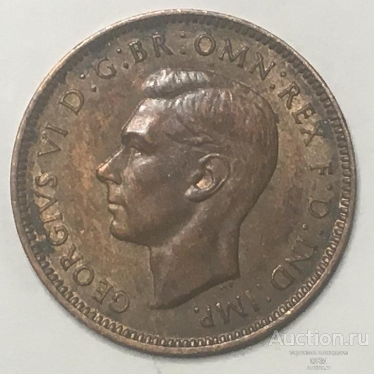 Великобритания 1 фартинг 1942 год Король Георг VI