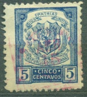 Доминиканская республика 1922 г. стандарт Герб гашеная