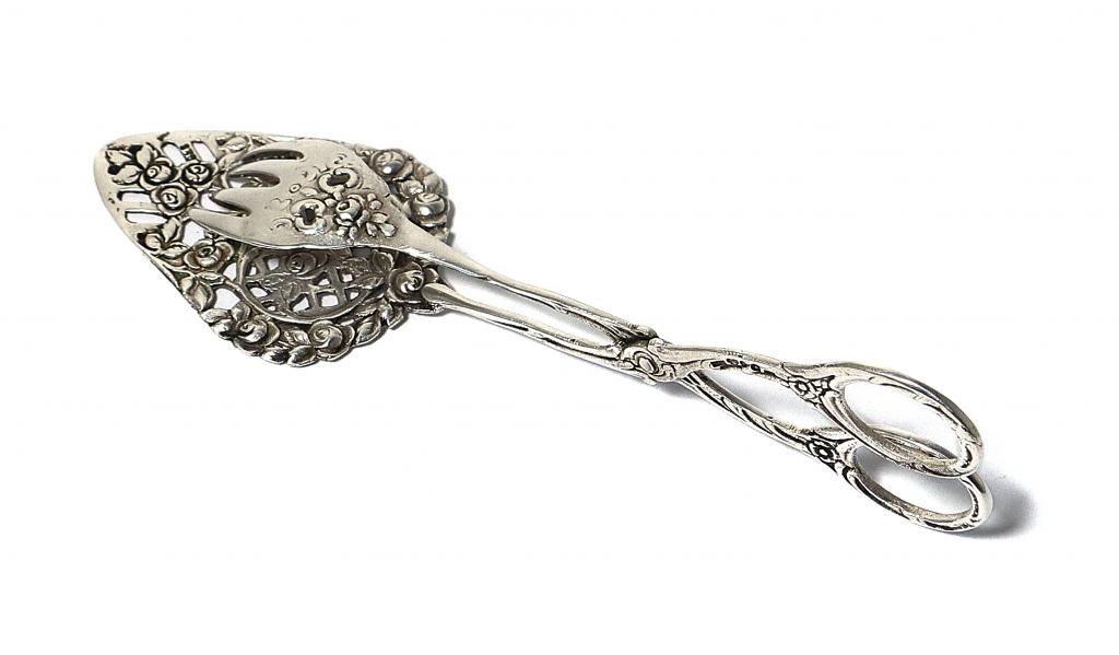 Серебряные кондитерские щипцы. Швеция, 1940 год.