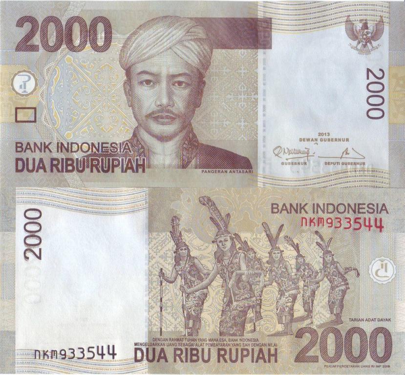 Индонезия 2000 рупий 2013 P148e пресс unc / 2009