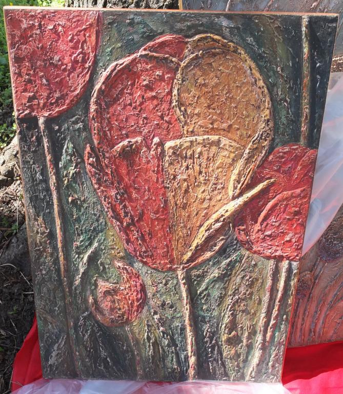 картина Тюльпан, холст, масло, авторская, пастозная