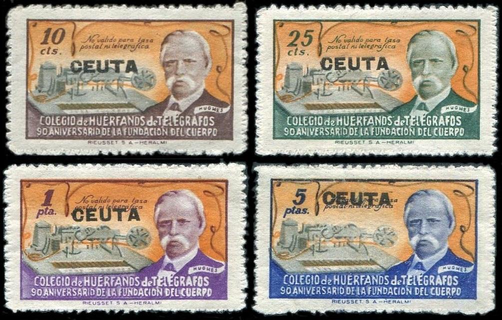 Испанские владения СЕУТА 1945 Ceuta в пользу сирот телеграфистов изобретатель Дэвид Эдвард Хьюз