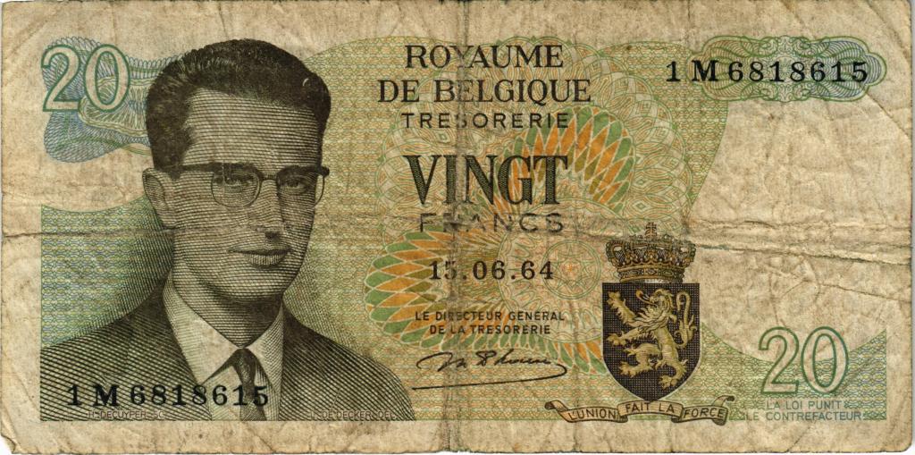 20 Франков 1964 год. Бельгия 