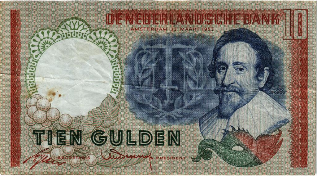 10 гульденов 1953 года Нидерланды