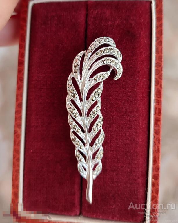 Антикварная Брошь Серебро 835 проба Марказиты Украшение