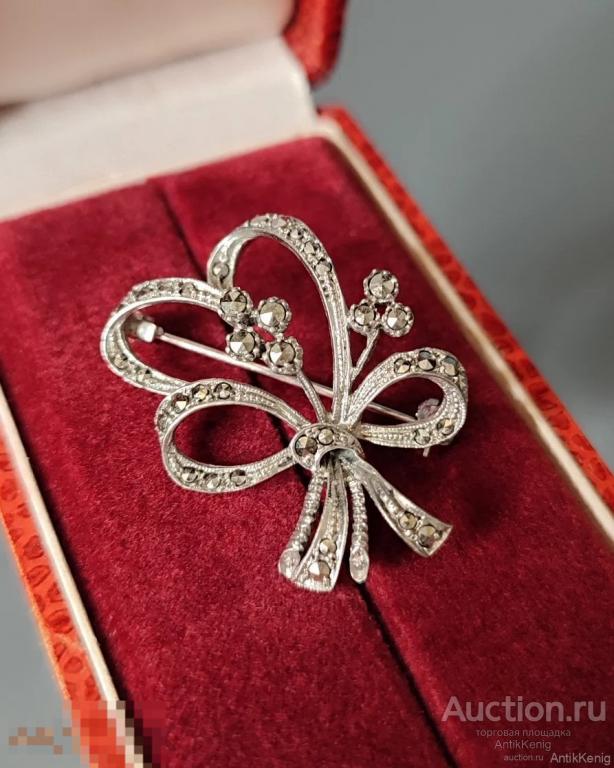 Антикварная брошь Серебро 835 проба Марказиты Украшение