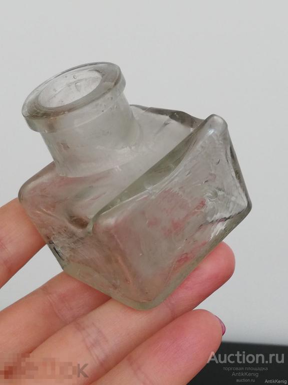 Старое стекло Кёнигсберга Чернильница Начало 20 века Германия Высота 5 см. 