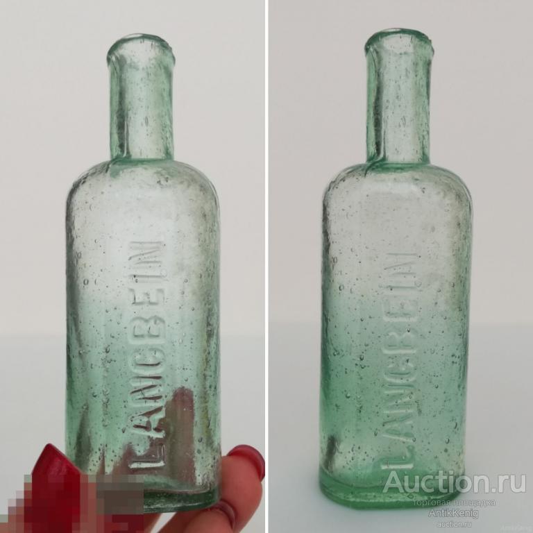 #348 Старое стекло Кёнигсберга Бутылочка LANGBEIN аптека медицина Около 1900 года Германия 