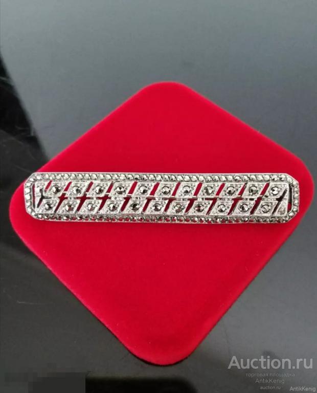Серебряная брошь 830 проба Марказиты 