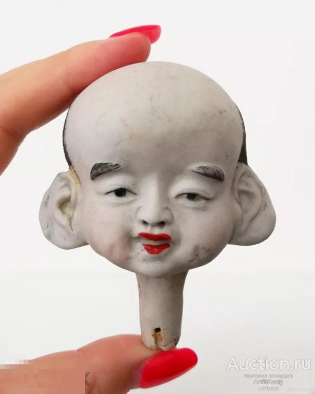 Антикварная фарфоровая головка болванчика Бисквит 19 век 