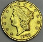 РЕДКАЯ! Золотая монета 20 долларов "Свобода"  США 1904г. !!! С РУБЛЯ!!!