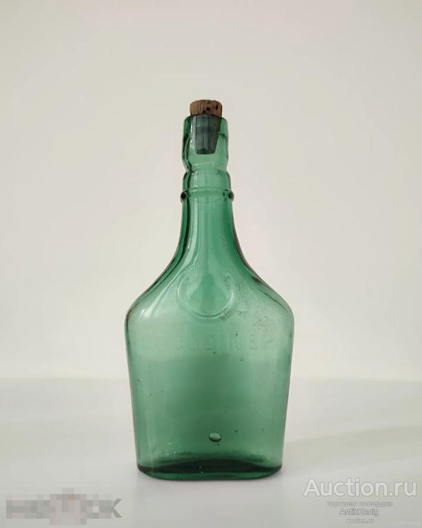 780 Старое стекло Кёнигсберга Бутылочка JACOBINER Зелёное стекло Начало 20 века Германия 