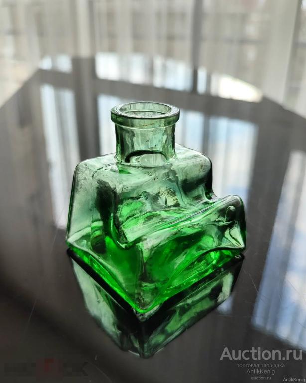 663 Старое стекло Кёнигсберга Чернильница Зелёное стекло Начало 20 века Германия