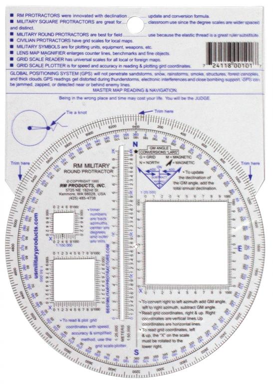 Транспортир RM Military Round Protractor Map Protractor Clear