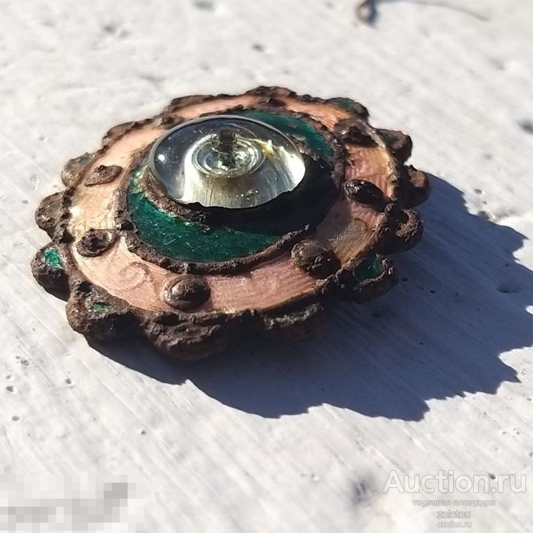 Старинная серебряная  фибула, эмали, стекло, провинциальный Рим, Крым.