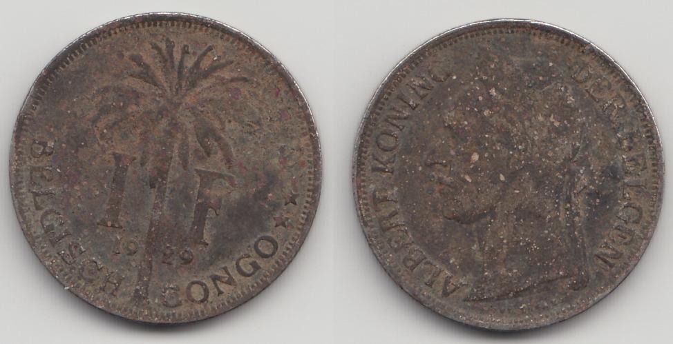 Бельгийское Конго 1 франк 1929 Der Belgen _2