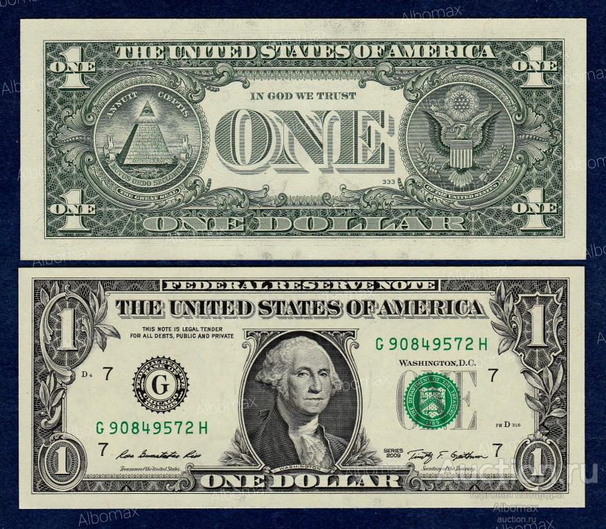 США 1 доллар 2009г (банк Иллинойс) ПРЕСС UNC