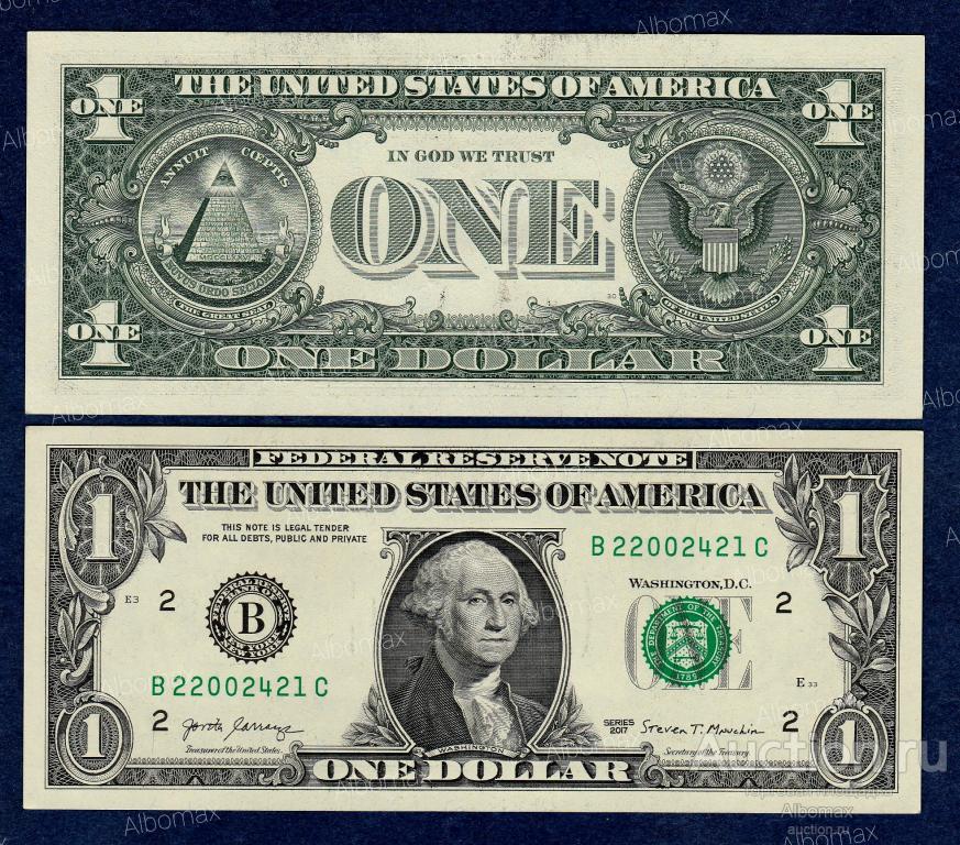 США 1 доллар 2017г (банк Нью-Йорк) ПРЕСС UNC