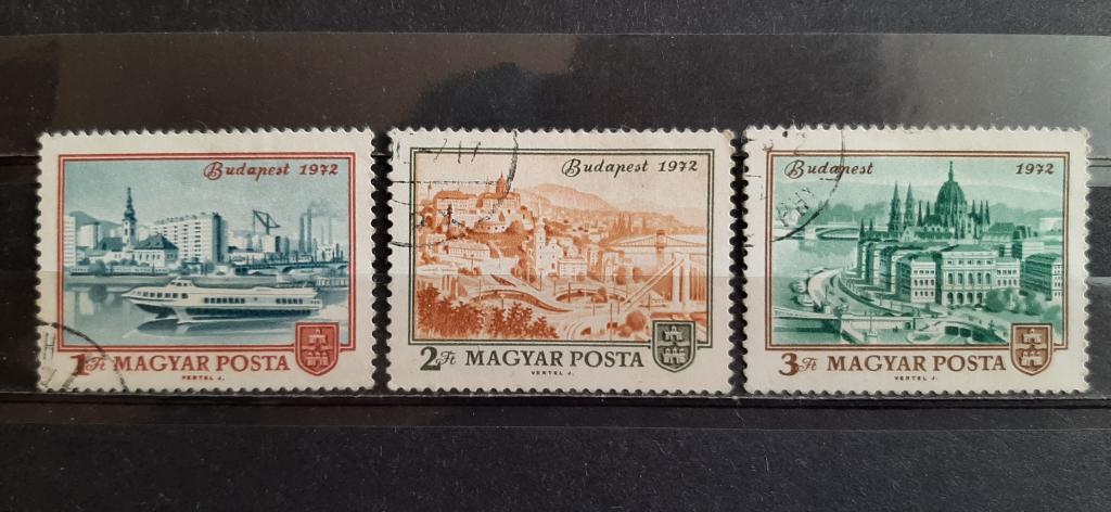 Венгрия Будапешт архитектура дворец мост пароход 1972 гашёная