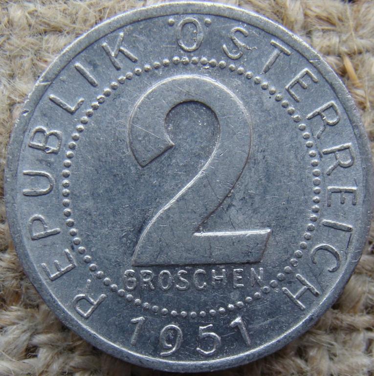 Австрия 2 гроша 1951 год