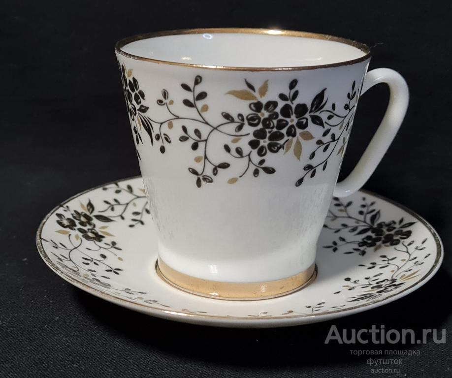 КОФЕЙНАЯ ПАРА ЛФЗ КОСТЯНОЙ ФАРФОР СССР 🔹44 41