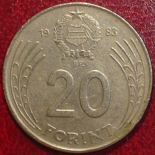 Венгрия  20 форинтов 1983 года.