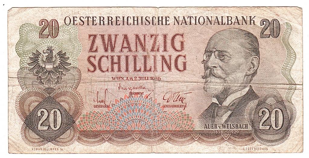 Австрия Вена 20 шиллинг 1956