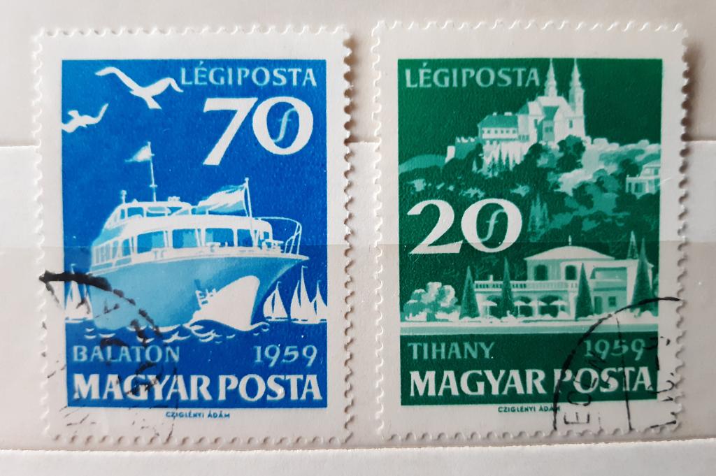 Венгрия 1959. Авиапочта. Туризм. Корабль. Озеро Балатон. Used**