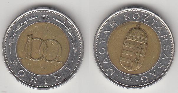 Венгрия 100 форинтов 2007 биметалл Z