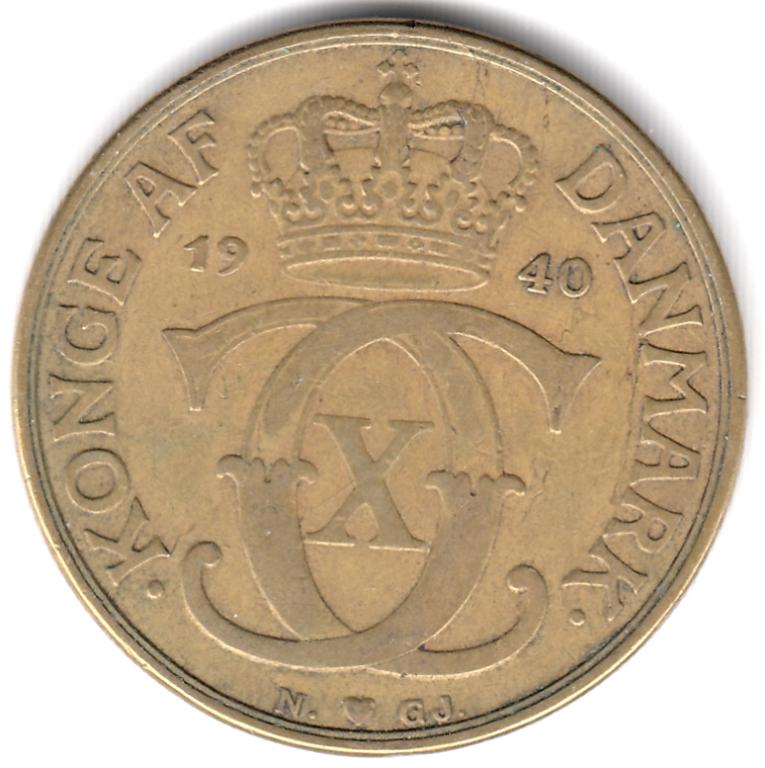 Дания 2 кроны 1940 - Нечастая, Отличная