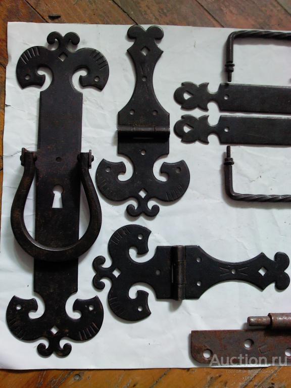 Ручка кованая  с навесами  фигурная (Кони)  для  двери (Железо) Лот  3 шт