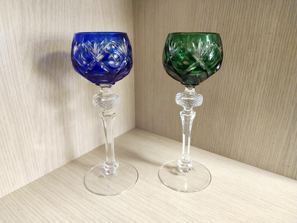 Рюмки "Cristal Cabinet". Цветной хрусталь. Европа. 2 штуки