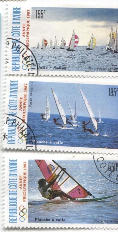 1987 Берег слоновой кости.Предолимпийский год.виды парусного спорта.4м.гаш