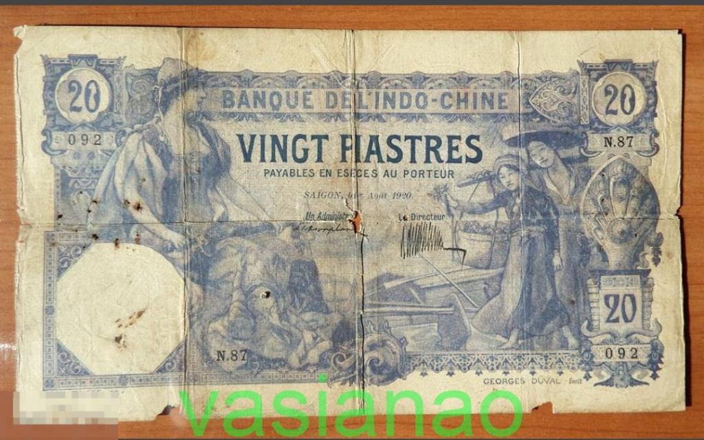 20 пиастров (1 августа 1920 Сайгон) Французский Индокитай P-41а rare 