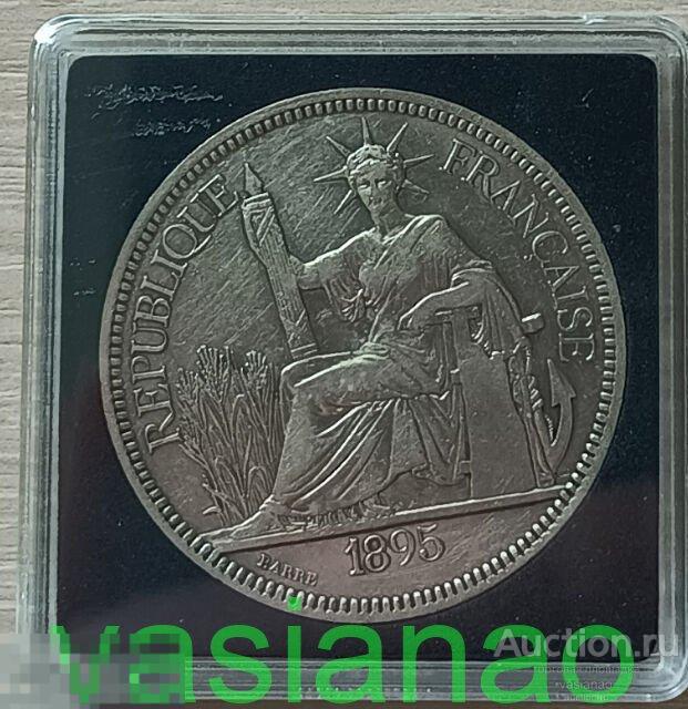 1 пиастр 1895 Французский Индокитай км#5а.1 серебро 