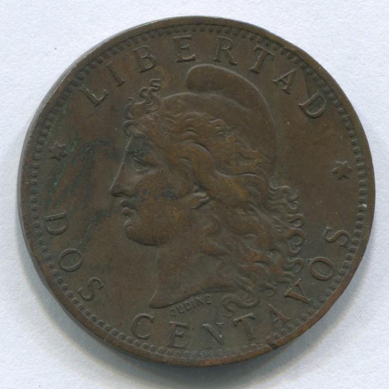 АРГЕНТИНА 2 СЕНТАВО 1884 XF