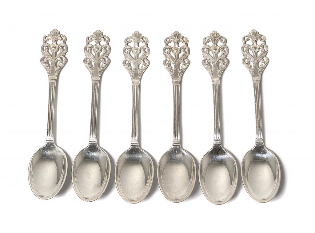 Серебряные кофейные ложки, 6 шт. Норвегия