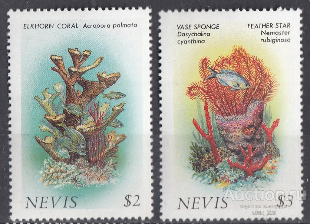 Невис. 1986 год. Кораллы. 2 марки. Неполная серия