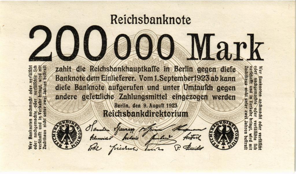 200000 марок 1923 Германия UNC Пресс (арт.X15-0015)