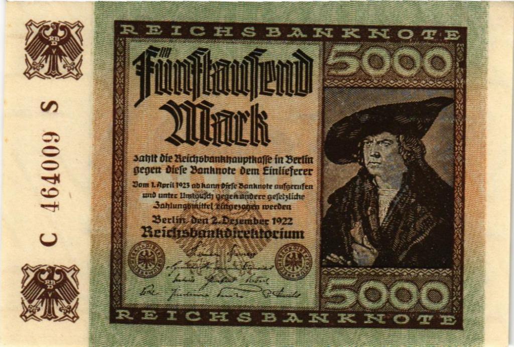 5000 марок 1922 Германия в/з Hakensterne (арт.X15-0174)