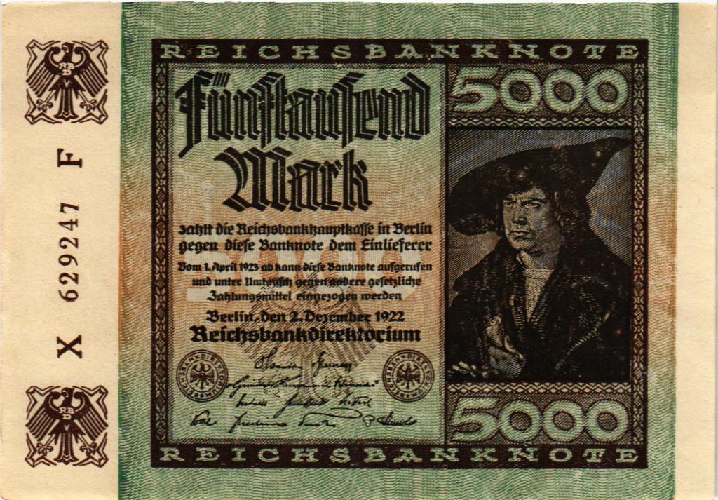 5000 марок 1922 Германия в/з Hakensterne (арт.X15-0161)