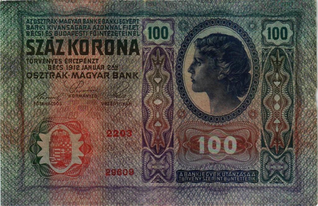 100 крон 1912 (1919) Австрия  (арт.X15-0525)