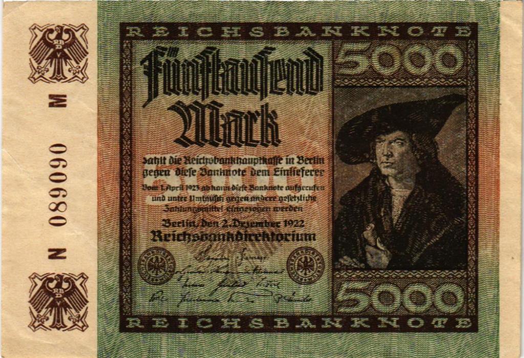 5000 марок 1922 Германия в/з Hakensterne (арт.X15-0158)