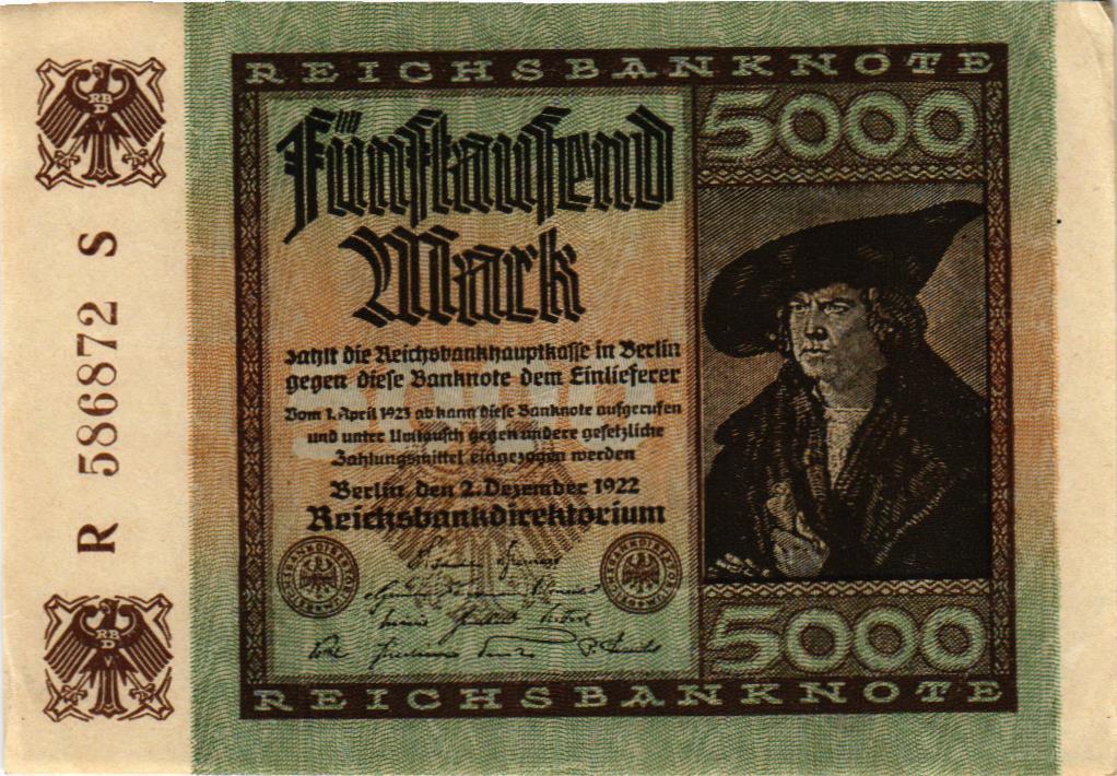 5000 марок 1922 Германия в/з Hakensterne (арт.X15-0176)