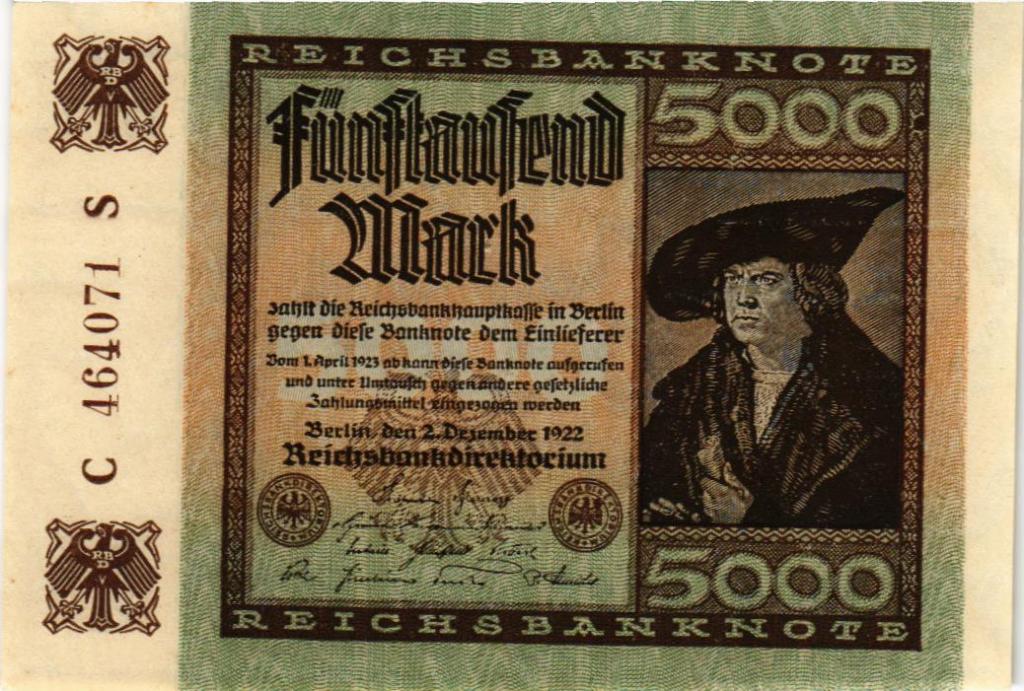 5000 марок 1922 Германия в/з Hakensterne (арт.X15-0172)