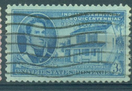 США 1950 г. 150-летие Территории Индианы. Вильям Хариссон (губернатор) гашеная