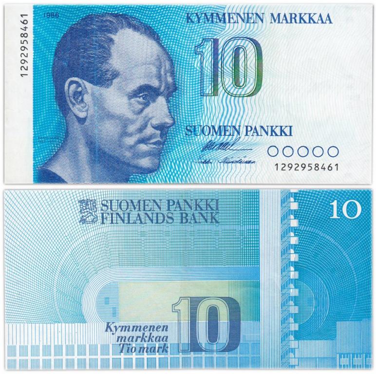 Финляндия 10 марок 1986-1991